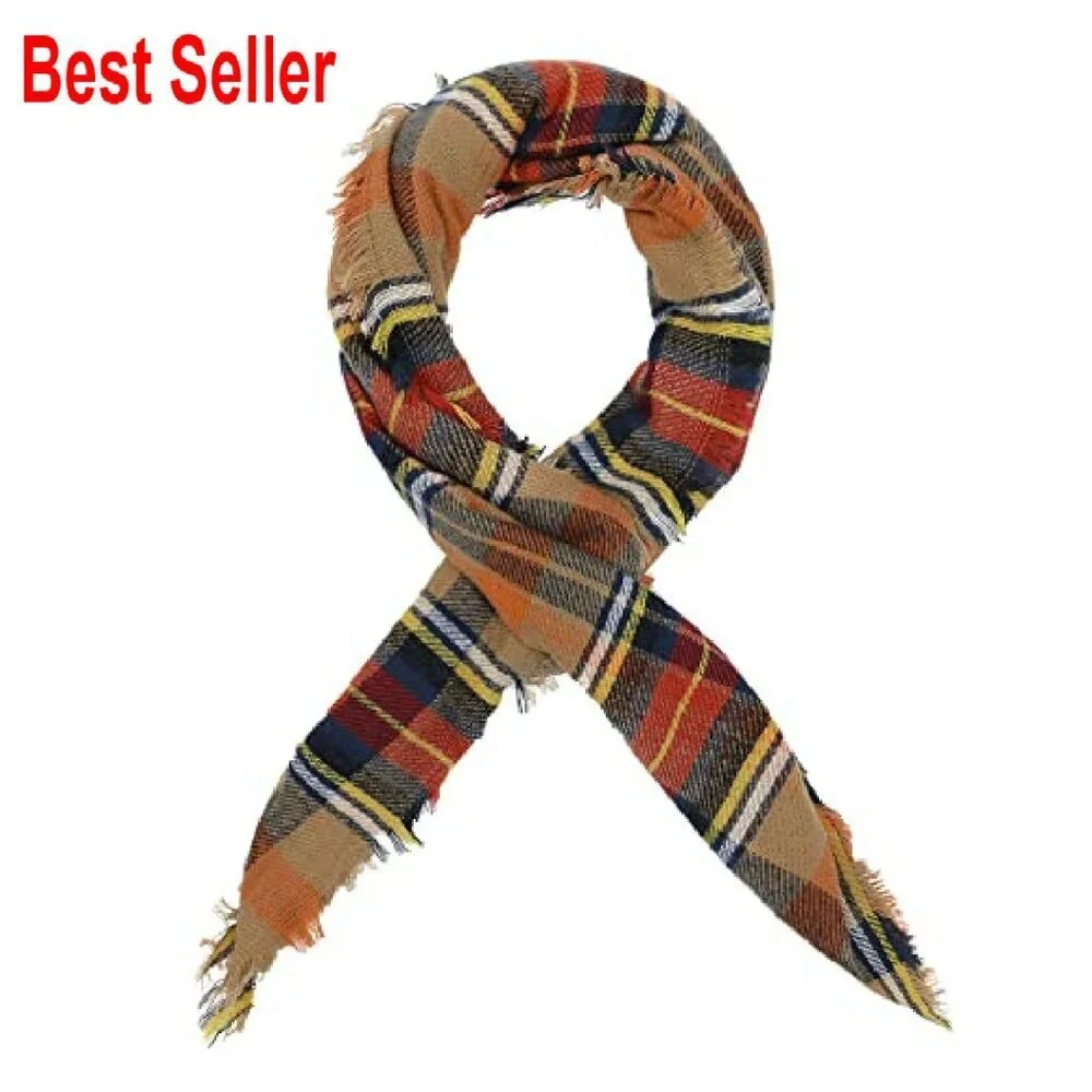 Triangle Knitted Scarf Warm Winter Wrap Soft Plaid Classic Chic Accessory
